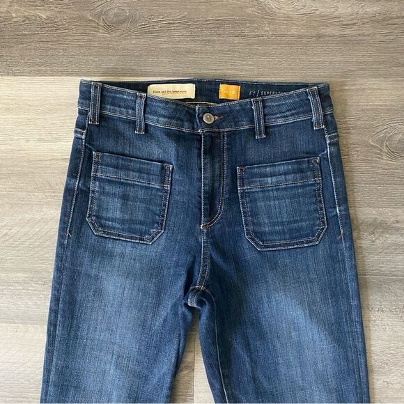 Anthropologie Pilcro Flare Jeans 28 Waist Dark Wash Flattering Bohemian - Picture 4 of 12
